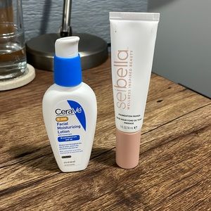 Seibella foundation primer and CeraVe moisturizer.